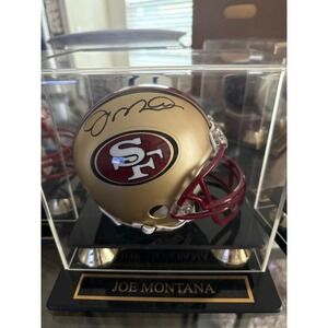 Joe Montana San Francisco 49ers Mini Helmet Autographed Riddell Display Case